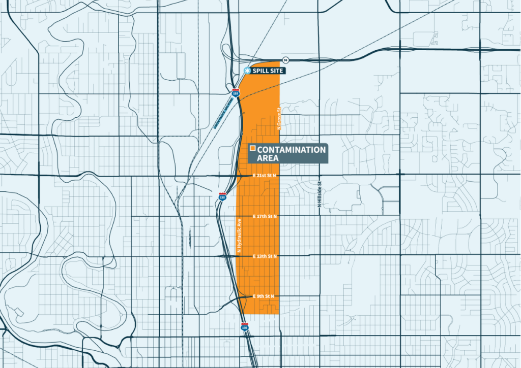 Map of the 29thth & Grove contamination area in NE Wichita.