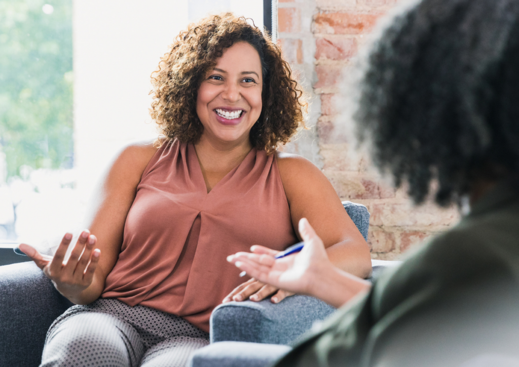 Woman talking with a behavioral health professional