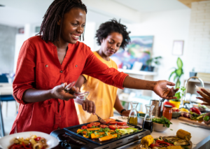 Woman preparing a healthy meal at home