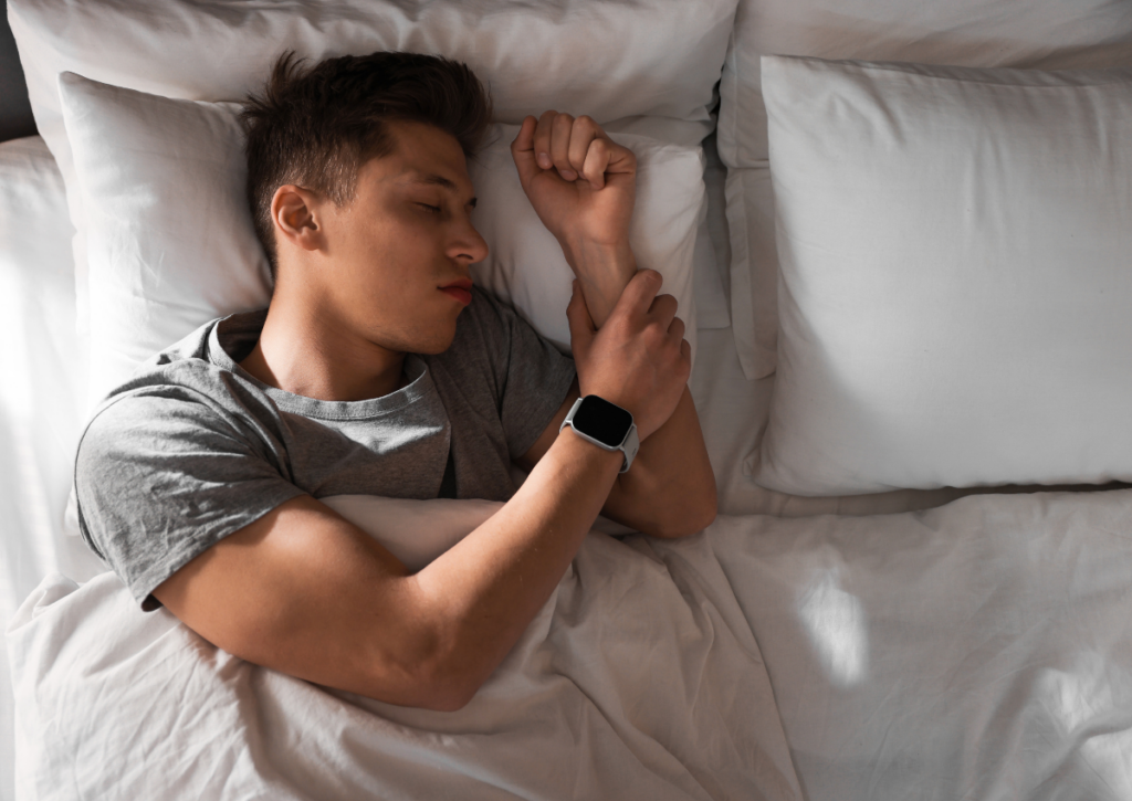 Man lying in bed.